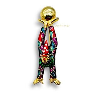 3" Swarovski Harlequin‎ Clown Jester Brooch